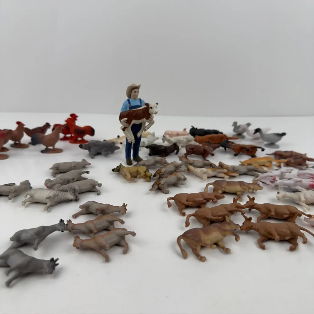 Safari Ltd Farmer Mike Animal Figures Lot Cows Chickens Elk Toys